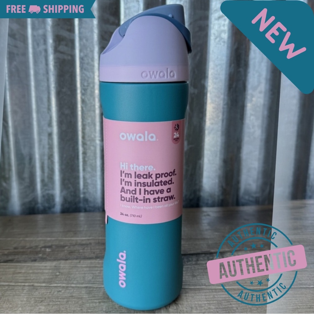 Owala 24 oz Freesip-Tickle Me Teal-stainless steel insulated -SHIP SAME DAY